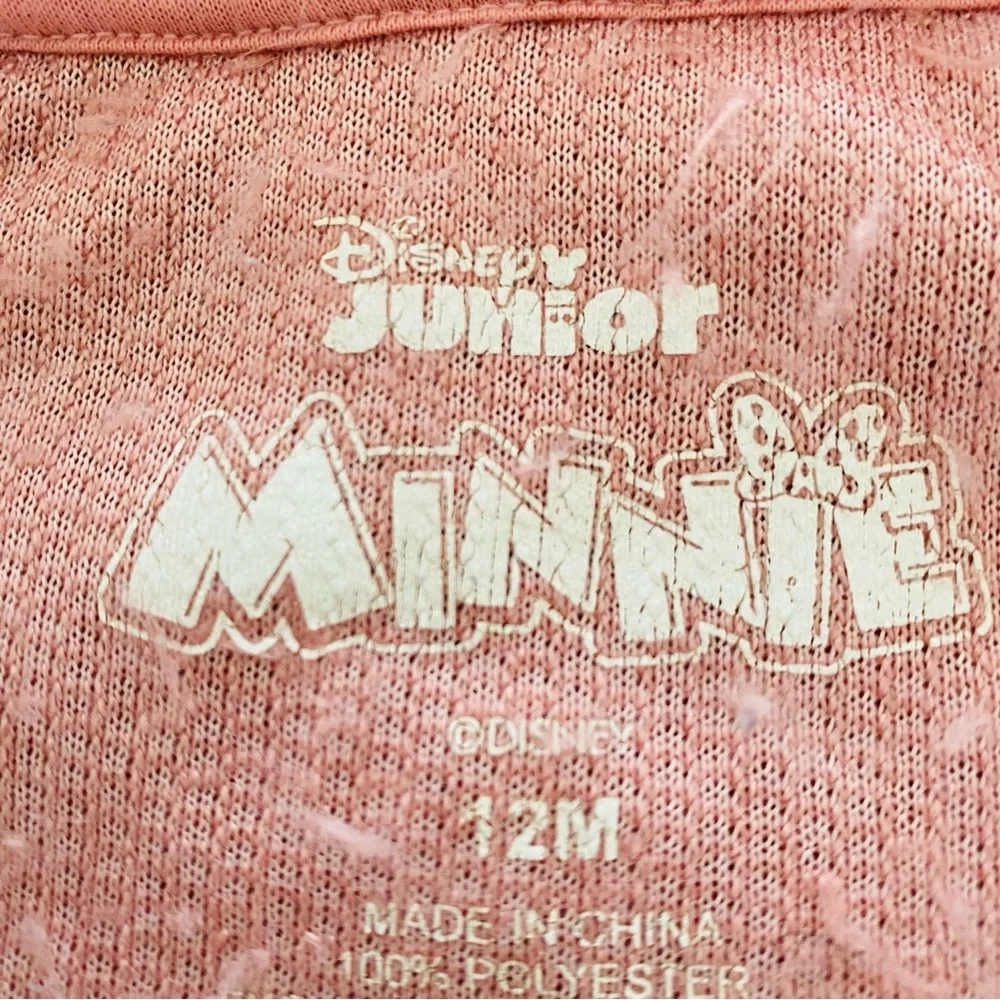 Disney Junior Minnie Mouse Jacket 12 Months Pink Fuzzy Sherpa Embroidered Patch